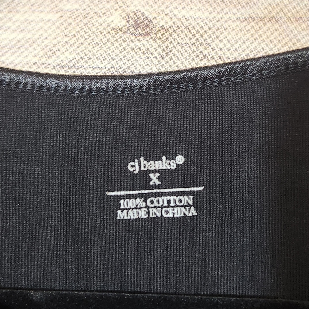 CJ Banks Black Cotton Tank Top - Picture 2 of 3